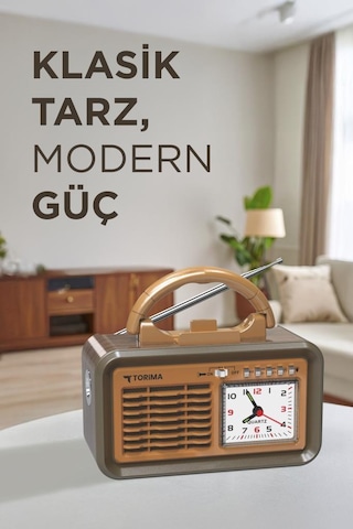 Torima D60 Kahverengi Nostalji Radyo Kablosuz Bluetooth Hoparlör