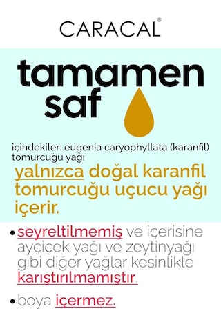 Caracal Doğal Karanfil Yağı 30ml %100 Saf Katkısız Karanfil Uçucu Yağı 30 ML