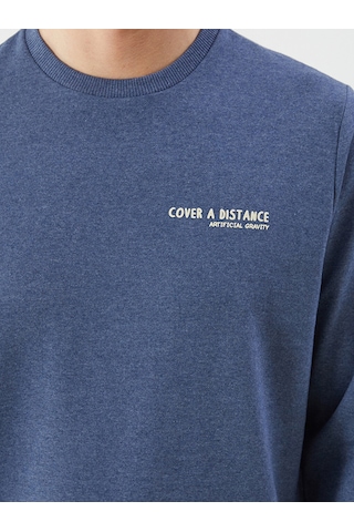 Lcw Eco Mavi Bisiklet Yaka Uzun Kollu Baskılı Erkek Sweatshirt