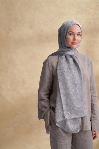 Armanda Jose Jakar Ethnic Desen Şal- 3303 Koyu Gri