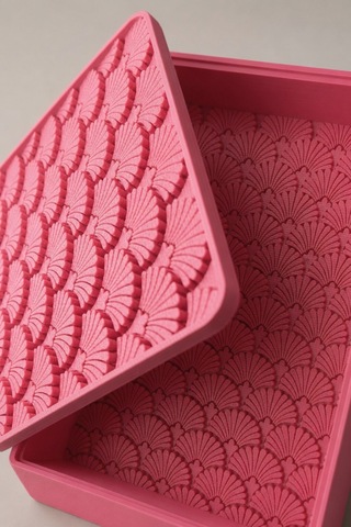 Desenli Kapaklı Dekoratif Kutu Masa Üstü Organizer Takı Aksesuar Saklama Kutusu Pla 20x12.5 Cm Pembe