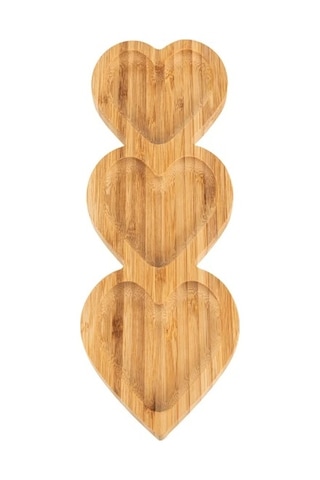 Bambu Sunum Tabağı - Kalpli / 3 Bölmeli