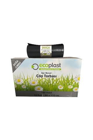 Ecoplast Jumbo Boy Siyah Çöp Torbası Poşeti 700 G 90 L 80 x 110 CM 10 x 10'lu