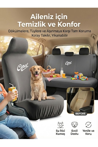Opel Astra İle Uyumlu Koltuk Kılıfı Pratik Kullanım Standart Set Gri