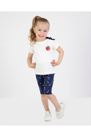 Harika Kids Kız Bebek Kaprili Kısa Kollu Apolet Baskılı Yazlık Basic Alt-üst Takım 6-24 Ay 001