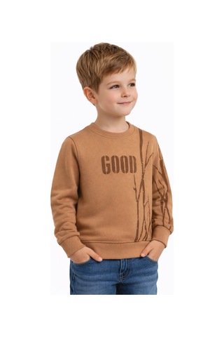 Baglan Erkek Çocuk Önü Arkası Baskılı Sweatshirt Bgl-st05240 Camel