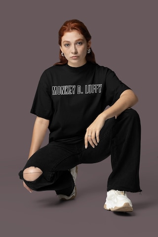Monkey D. Luffy Sırt Baskılı Unisex Oversize One Piece Anime Kara Siyah