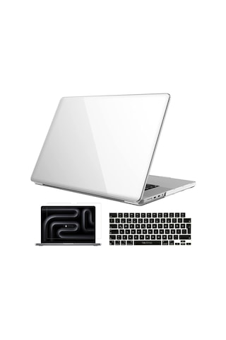 Novstrap  Macbook Pro 16 İnç M3 A2991 İle Uyumlu Parlak Kılıf + Siyah Klavye Kılıfı + Film Karışık Çok Renkli
