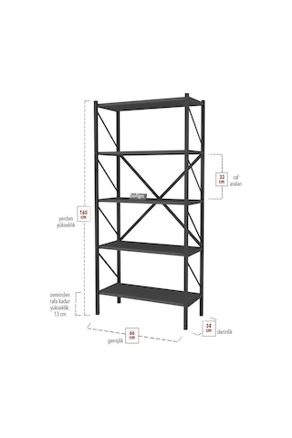 2 Raflı Çalışma Masası Bilgisayar Masası Ofis Masası + 5 Raf Antrasit