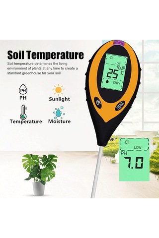 Wmlbk 4'ü 1 Arada Toprak Test Cihazı, Nem Ölçüm Cihazı, Bitki Toprağı, Bahçe, Çiftlik, Çim İçin Nem Ölçer, 0