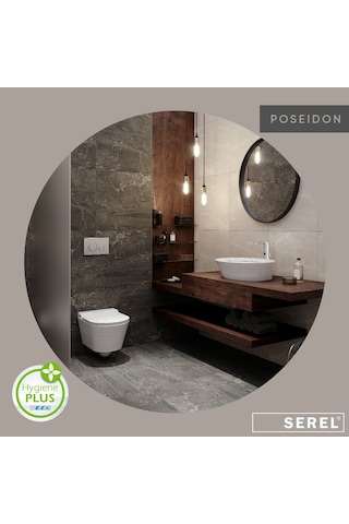 Serel Poseidon 45 CM Tezgah Çanak Lavabo Batarya Deliksiz Ps35D x s