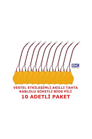 Vestel Uyumlu Etkileşimli Akıllı Tahta Kablolu Soketli Bios Pili 10 Adet