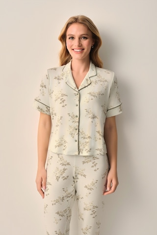 Suwen Stella Gömlek Yaka Pijama Takımı Sh26603660b1194 Yeşil