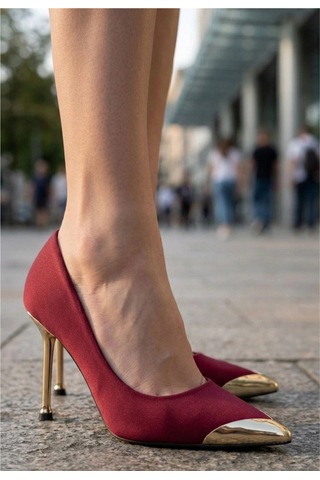 Hrşytrend Herşeytrend Norji Bordo Saten Stiletto Ayakkabı Bordo