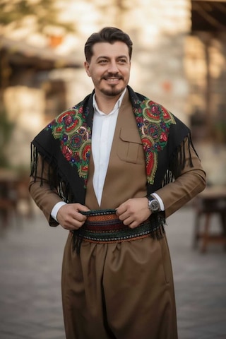 Erkek Yöresel Elbise Botani Desenli Şalvar Takımı, Şal U Şepik Puşi Hediyeli Yöresel Kıyafet Düğün Kına Davet