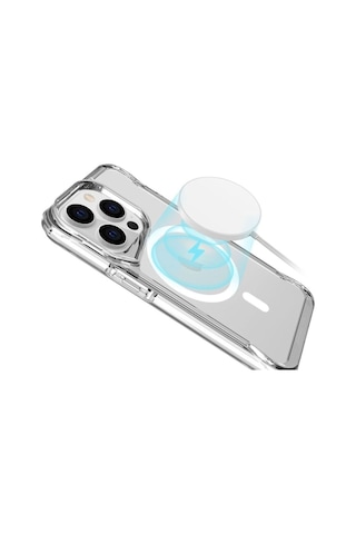 Apple Uyumlu iPhone 14 Pro Max Kılıf Zore M-safe Şarj Özellikli T-max M-safe Kapak Renksiz