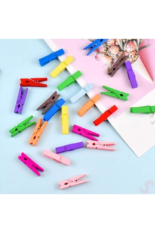 Dekoratif Ahşap Süs Mandalı, 3 Cm X 25 Adet - Çok Renkli 1+