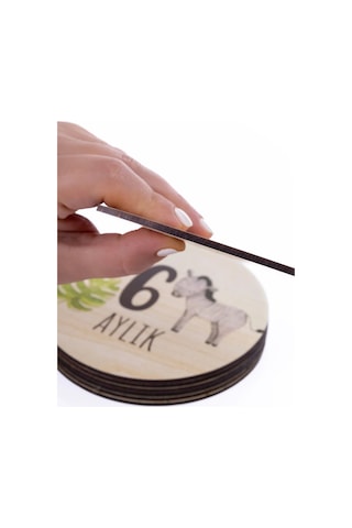 Sevimli Safari Hayvanları İle Ahşap Bebek Fotoğraf Çekim Kartları