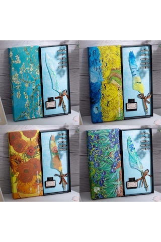 Toptan Vang Gogh Temalı Tüylü Divit Kalem Seti Standart