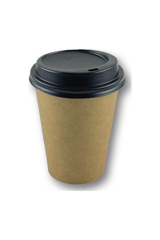 14 Oz Kahverengi Kraft Kapaklı Baskısız Karton Sıcak Kahve Bardağı 500 Adet 500