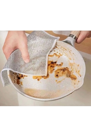 Mainshop 5 Adet Bez Telli Bulaşık Bezi, Zor Kir Bezi, Mutfak Banyo Bezi Çift Katlı Çok Amaçlı Tel Bezi M-602 Gri