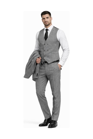 Suitmen Erkek Silim Fit Yelekli Çift Yırtmaçlı Takım Elbise Bgl-st05329 Gri