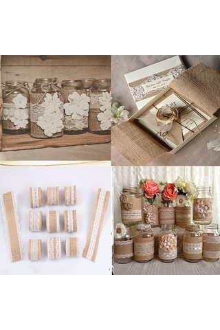 Ranyeek 2m Uzunlukta 5cm Genişlikte Paspas + Pudra Dokulu Dıy El İşleri, Noel, Düğün Dekorasyonları, Geri Stili Süs Malzemesi - G Modeli