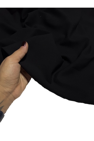 Dökümlü Likralı Kumlu Krep Kumaş 150 Cm En Kırışmaya Dayanıklı, Elbise Ve Giyimlik Kumaş Siyah