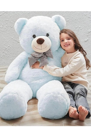 Papyonlu 180-190 Cm Dev Boy Sevimli Peluş Koca Ayı - Sevgiliye Eşe - Arkadaşa Özel Hediye Açık Mavi