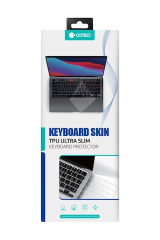 Neo Leke Tutmaz Yıkanabilir Apple MacBook Air / Pro Uyumlu İnce Tpu Klavye Koruyucu Şeffaf