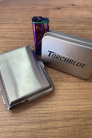 Ciyu Ticaret Torchblue Metal Çakmak ve Sigara Kutusu