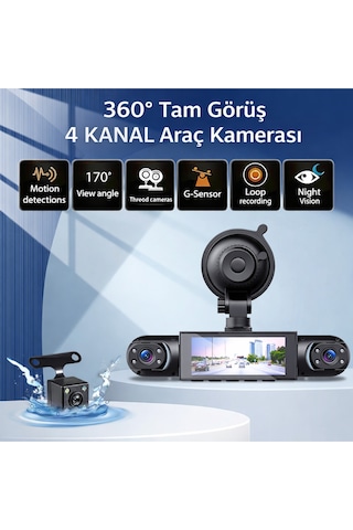 360 4 Kanal Araç İçi Kamera 1080p Full Hd Gece Görüşlü-sensörlü Park Modu