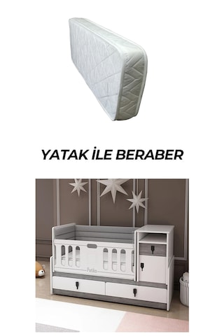 Patiko Furniture R 131 Berlin Büyüyebilen Yataklı Beşik Beyaz - Gri