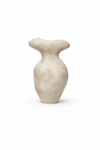 Terracotta Gövde Şekilli Dekoratif Vazo Modern Bohem Salon Orta Sehpa Kadın Figürlü Şık Ev Dekoru Açık Gri