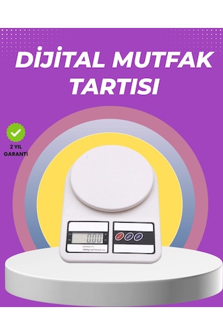 Beyaz Plastik Dijital Mutfak Tartısı 24x16.8x1.5cm Renkli