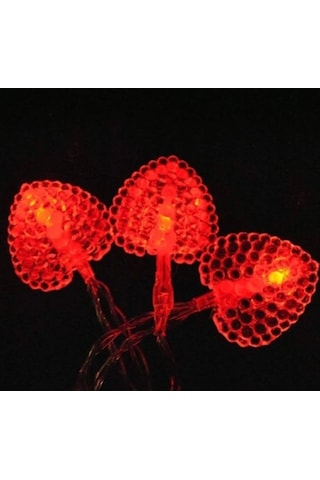 Kalp Şekilli 2 Metre 124 Led 8 Mod Saçaklı Led Işık Kırmızı
