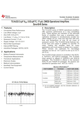Tlv2333ıdr Cmos Operational Amplifiers
