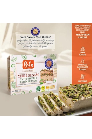Pol's Gurme Yerli Susam Serisi Antep Fıstıklı Tahin Helvası 300 G