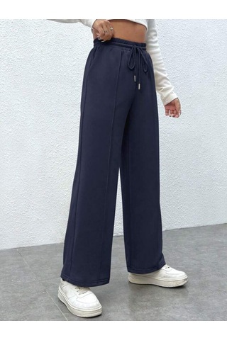 Kallima Lacivert Çimalı Yüksekbel Bol Paça Mevsimlik Eşofman Altı Lacivert