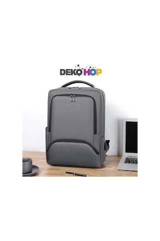 Laptop Sırt Çantası Usb Girişli Notebook Apple Uyumlu iPad  Çantası Grı