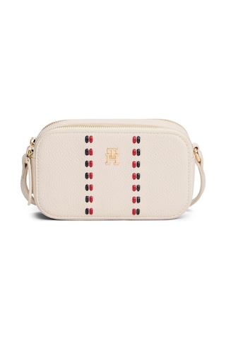Tommy Hilfiger Kadın Çakıl Tanesi Süslemeli Fermuarlı Çapraz Askılı Bej Omuz Çantası Aw0aw18153-aeo-12897 Beyaz
