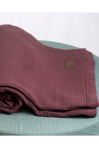 4 Katlı Müslin Yatak Örtüsü - Battaniye Pike %100 Organik Pamuk Dört Mevsim Yumuşak Çift Kişilik Bordo