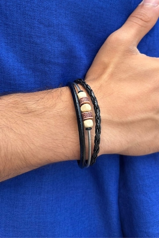 El İşçiliği İle Üretilmiş Hakiki Deri Erkek Bileklik Bej