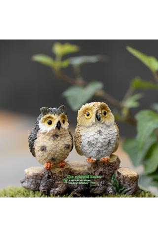 Hangfox Kulaklı Koyu Renkli Ayaklı Baykuş Desenli Reçine Süs Eşyası - Bitki Mikro Manzaralı Ev Dekorasyonu Hediyelik Zakkas 4. Numara