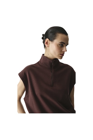 Penti Kahverengi Yarım Fermuarlı Kısa Kollu Pamuklu Sweatshirt