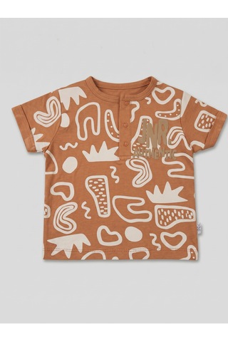 Nazar Baby Erkek Bebek Jnr Authentic Baskılı Müslin Şortlu Takım Kahverengi