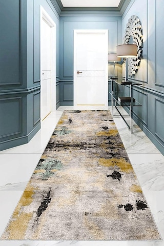 Pelangi Batik Desenli Renk Geçişli Dijital Baskı Yıkanabilir Kaymaz Taban Salon Halısı Ve Yolluk, Bej 80 X 350, 95 Diğer