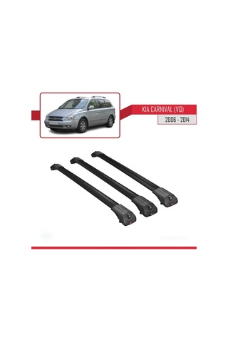Kia Carnival Vq 2006-2014 Arası İle Uyumlu Ace-1 Ara Atkı Tavan Barı Siyah 3 Adet Bar