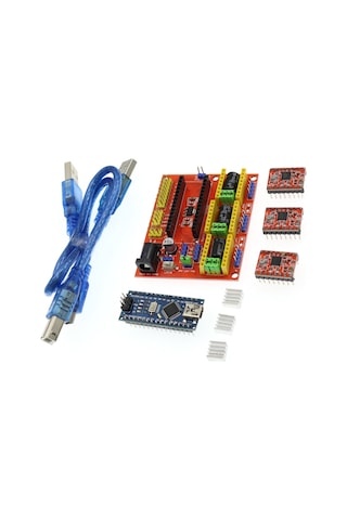 Aubyhe 3d Yazıcı Cnc Shield V4 + Nano Uno R3 Geliştirilmiş Seti - A4988 Motor Sürücü, 35v 1a Performanslı, Hassas Mikro Adımlı Kamyon