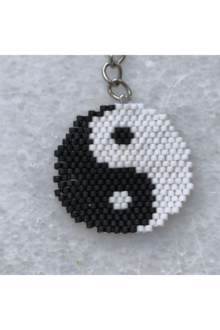 Yin Yang Miyuki Anahtarlık&çanta Süsü Siyah - Beyaz